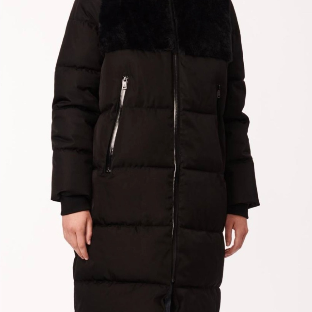 Bernardo Black Puffer Coat with Faux Fur